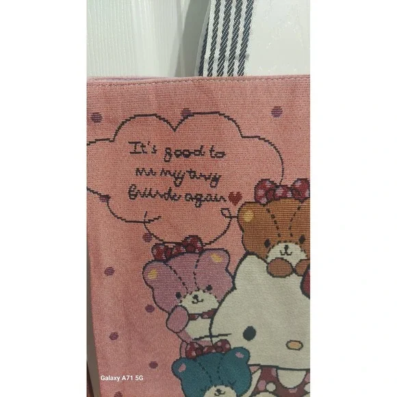 Hello Kitty/Teddy Bear Friend Cute Canvas Bag 2024 New  Shoulder Large Bag - Picture 2 of 7